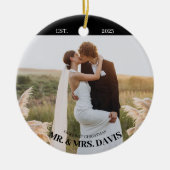 Moderne Pas getrouwd 2 Foto Onze Eerste Kerstmis Keramisch Ornament (Voorkant)