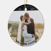 Moderne Pas getrouwd 2 Foto Onze Eerste Kerstmis Keramisch Ornament (Links)