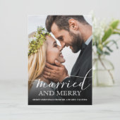 Moderne Pas getrouwd Foto gehuwd en Merry Feestdagenkaart (Staand voorkant)
