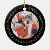 Moderne Pas getrouwd Foto gehuwd en Merry Keramisch Ornament (Achterkant)