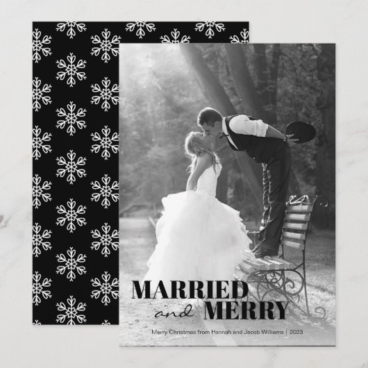 Moderne Pas getrouwd, gehuwd en vrolijk kerstfeest Feestdagenkaart (Voorkant / Achterkant)