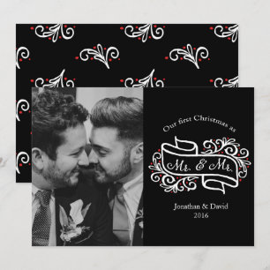 Moderne Pas getrouwd kerstfoto's Kaart