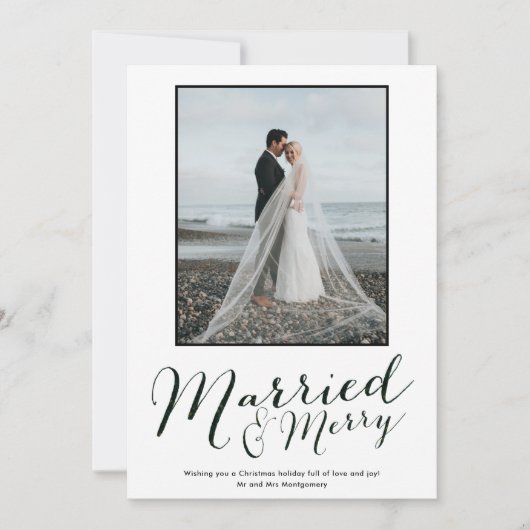 Moderne Pas getrouwd Photo Collage Holiday Card Feestdagenkaart (Voorkant)