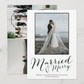 Moderne Pas getrouwd Photo Collage Holiday Card Feestdagenkaart (Voorkant / Achterkant)