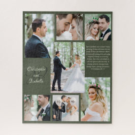 Moderne Pas getrouwd Photo Collage Names Monogram  Legpuzzel