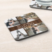 Moderne Pas getrouwd van het Monogram van het Foto Bier Onderzetter (Linkerzijde)