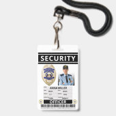 Moderne pas op maat voor beveiligingsfunctionaris badge (Voorzijde met lanyard)