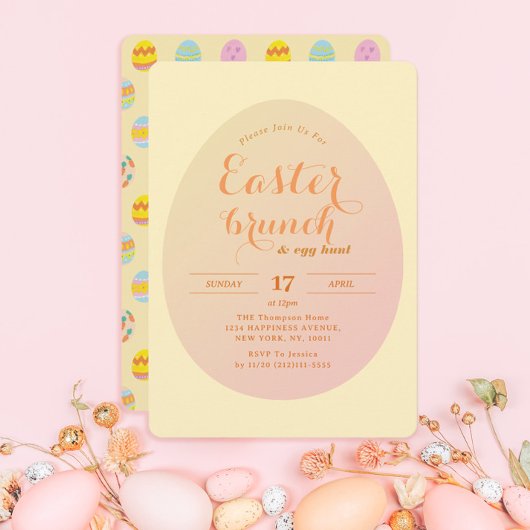 Moderne Pasen Brunch Egg Hunt Zacht Geel Kaart