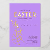 Moderne Pasen Brunch Gouden Folie Uitnodiging (Voorkant)