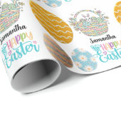 Moderne Pasen Eieren Patroon Aangepaste Naam Cadeaupapier (Rol Hoek)
