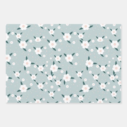 Moderne Pasen Saffier blauw en roze set van 3 Inpakpapier Vel (Voorkant 3)