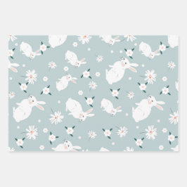 Moderne Pasen Saffier blauw en roze set van 3 Inpakpapier Vel