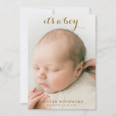 Moderne Pasgeboren Baby Boy Foto Aankondiging Gebo (Voorkant)