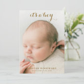 Moderne Pasgeboren Baby Boy Foto Aankondiging Gebo (Staand voorkant)