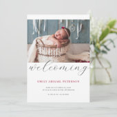 Moderne pasgeboren Baby Geboorte Foto Eenvoudig Ga Aankondiging (Staand voorkant)