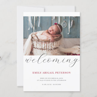 Moderne pasgeboren Baby Geboorte Foto Eenvoudig Ga Aankondiging