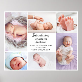 Moderne pasgeboren baby geboorte statistieken & fo poster