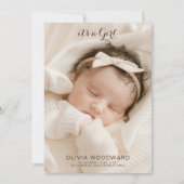 Moderne pasgeboren baby meisje foto geboorte aanko (Voorkant)