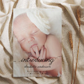 Moderne pasgeboren foto Elegante kalligrafie geboo Aankondiging