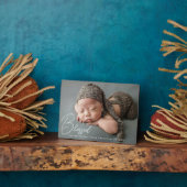 Moderne Pasgeboren Foto Tafelblad Plaque met Ezel Fotoplaat (Zijkant)
