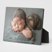 Moderne Pasgeboren Foto Tafelblad Plaque met Ezel Fotoplaat (Zijkant)