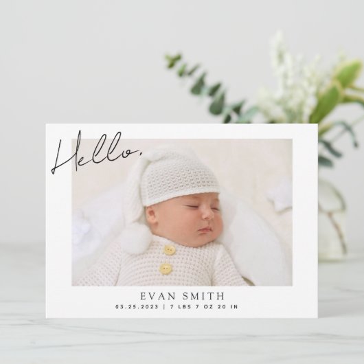 Moderne Pasgeboren Fotocollage Geboorteaankondigin Aankondiging (Staand voorkant)