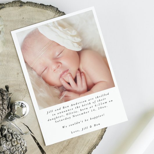 Moderne pasgeboren fotokalligrafie Geboorte Aankondiging