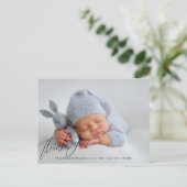 Moderne pasgeboren geboorte aankondiging foto dank briefkaart (Staand voorkant)