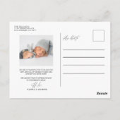 Moderne pasgeboren geboorte aankondiging foto dank briefkaart (Achterkant)
