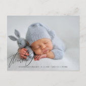 Moderne pasgeboren geboorte aankondiging foto dank briefkaart (Voorkant)