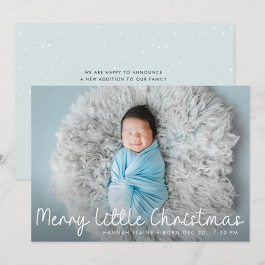moderne pasgeboren kerstgeboorteaankondiging feestdagenkaart (Voorkant / Achterkant)