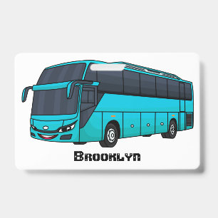 Moderne passagiersbus cartoon illustratie badge