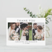 Moderne Passen getrouwd 3 Fotobruiloft Dank je Bedankkaart (Staand voorkant)