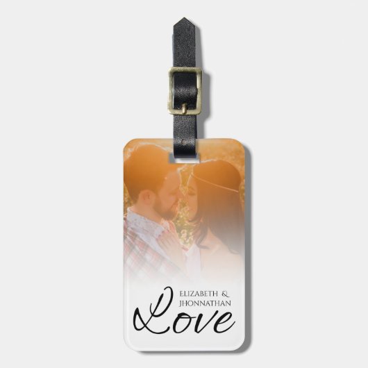 Moderne Passen getrouwd Eenvoudige foto & liefde S Bagagelabel (Voorkant verticaal)