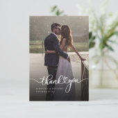 Moderne Passen getrouwd Foto met handschrift bruil Bedankkaart (Staand voorkant)