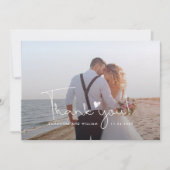 Moderne Passen getrouwd met handschrift foto's Bedankkaart (Voorkant)