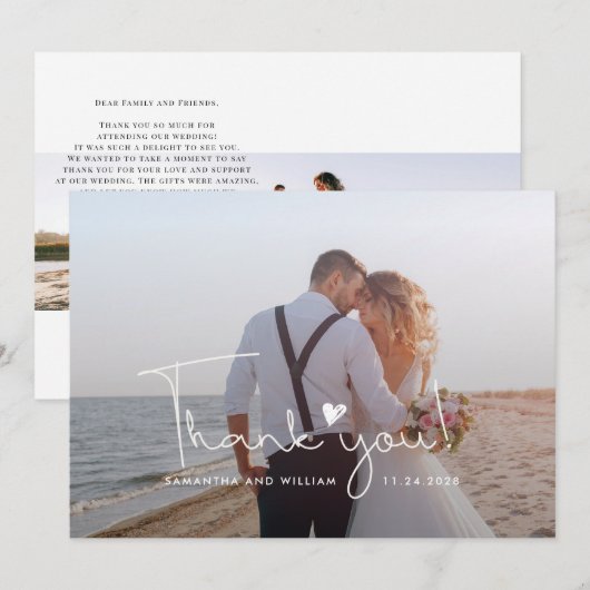Moderne Passen getrouwd met handschrift foto's Bedankkaart (Voorkant / Achterkant)