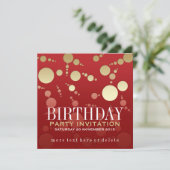 Moderne Passie Red+Gold Birthday-uitnodigingen Kaart (Staand voorkant)