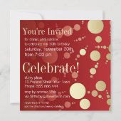 Moderne Passie Red+Gold Birthday-uitnodigingen Kaart (Achterkant)