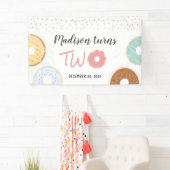 Moderne pasta Donuts en prinkles Tweede verjaardag Spandoek (Insitu)