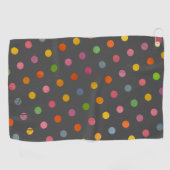 Moderne pasta poka Dots Charcoal Gray Monogrammed Golfhanddoek (Horizontaal)