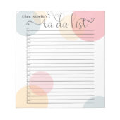 Moderne pasta-Stippen en kalligrafie Ta da-lijst Notitieblok (Voorkant)