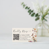 Moderne pasta Wilde Bloem Qr Code Rsvp Weddenschap Informatiekaartje (Staand voorkant)