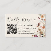 Moderne pasta Wilde Bloem Qr Code Rsvp Weddenschap Informatiekaartje (Voorkant)