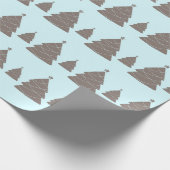 Moderne pastblauw en grijze kerstboom cadeaupapier (Hoek)