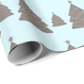 Moderne pastblauw en grijze kerstboom cadeaupapier (Rol Hoek)