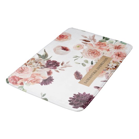 Moderne pastbloemen en gepersonaliseerde Kraft-cad Badmat (Gekanteld)