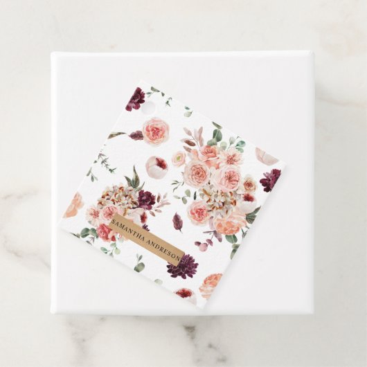 Moderne pastbloemen en gepersonaliseerde Kraft-cad Bedankjes Labels (In situ)