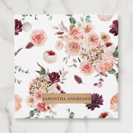 Moderne pastbloemen en gepersonaliseerde Kraft-cad Bedankjes Labels (Voorkant)