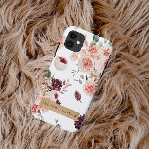 Moderne pastbloemen en gepersonaliseerde Kraft-cad Case-Mate iPhone Case